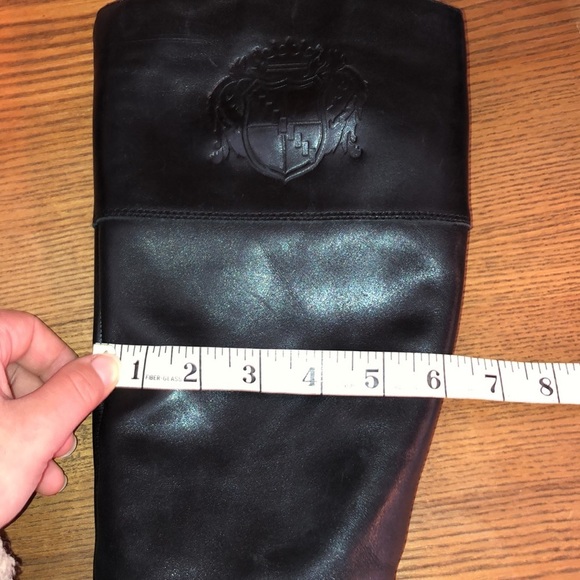 Franco Sarto Boots Womens Chipper Logo Tall Riding Black Leather Heels​​ - Picture 8 of 10